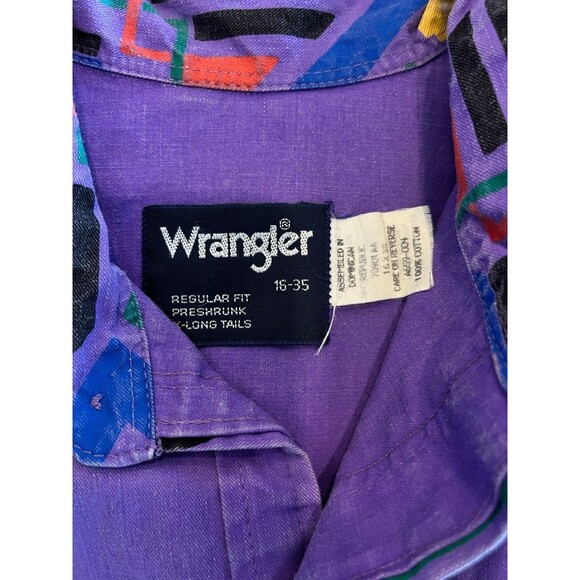 Wrangler Brushpopper Vintage Shirt Mens X Long Tail Reg Fit  16-35 SZ Lg Purple - Picture 4 of 7